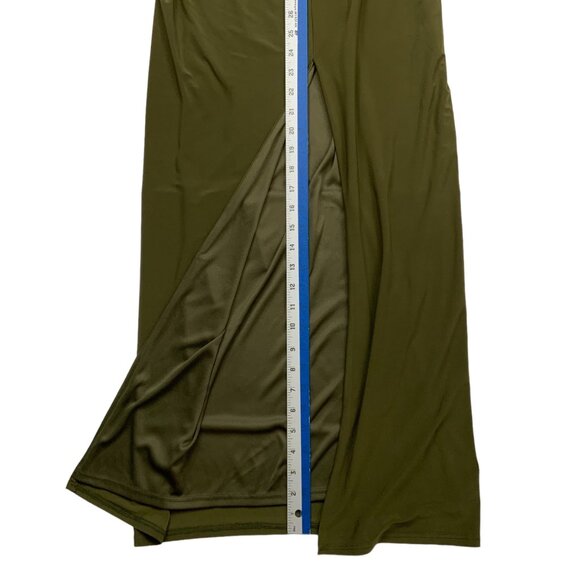 BHLDN Chelle Dress Gown 4 Olive Green Short Sleeve Maxi Anthropologie Party - Picture 8 of 11